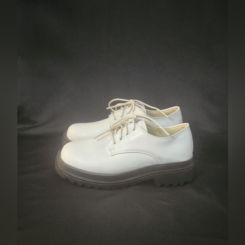 Women's White Chunky Oxfords Size 7.5 - Picture 7 of 16